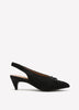 Extra Wide Width, Black Microsuede Slingback Pointy Shoes