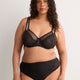 Black Unlined Underwire Double-Layer Lace Bra - Déesse Collection
