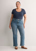 Ribbed Knit Fitted Short-Sleeve T-Shirt