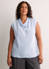 Straight-Fit Draped Cowl-Neck Satin Blouse