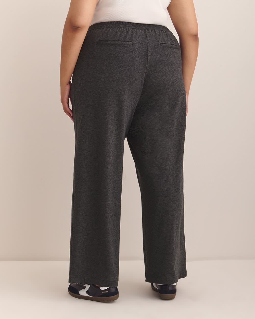 Pantalon ultradoux gris chiné à  jambe évasée - Active Zone