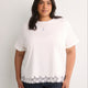 Straight-Fit Short-Sleeve Crew-Neck T-Shirt with Lace Hem
