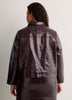Short Faux Croco Leather Jacket