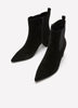 Wide Width, Greater Black Microsuede High-Heel Pointed-Toe Bootie
