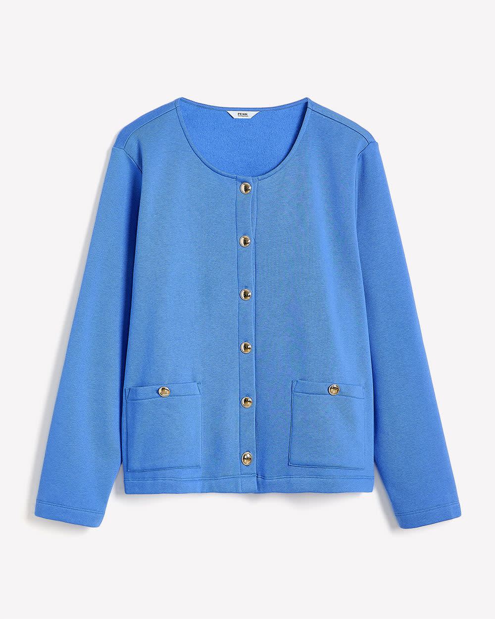 Cardigan court boutonné avec poches