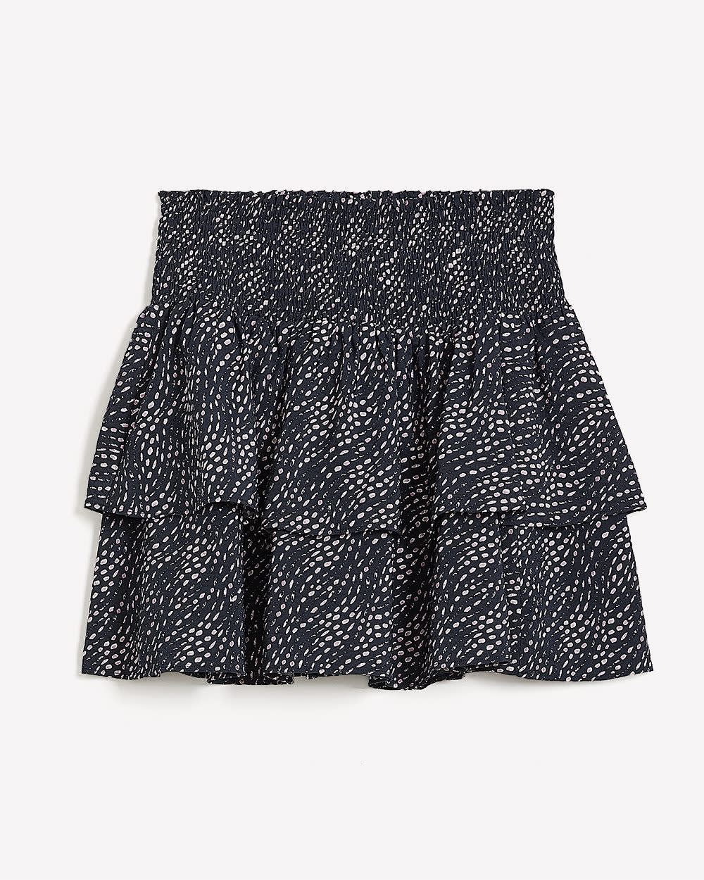 Mini-jupe étagée bleu marine à pois ondulés