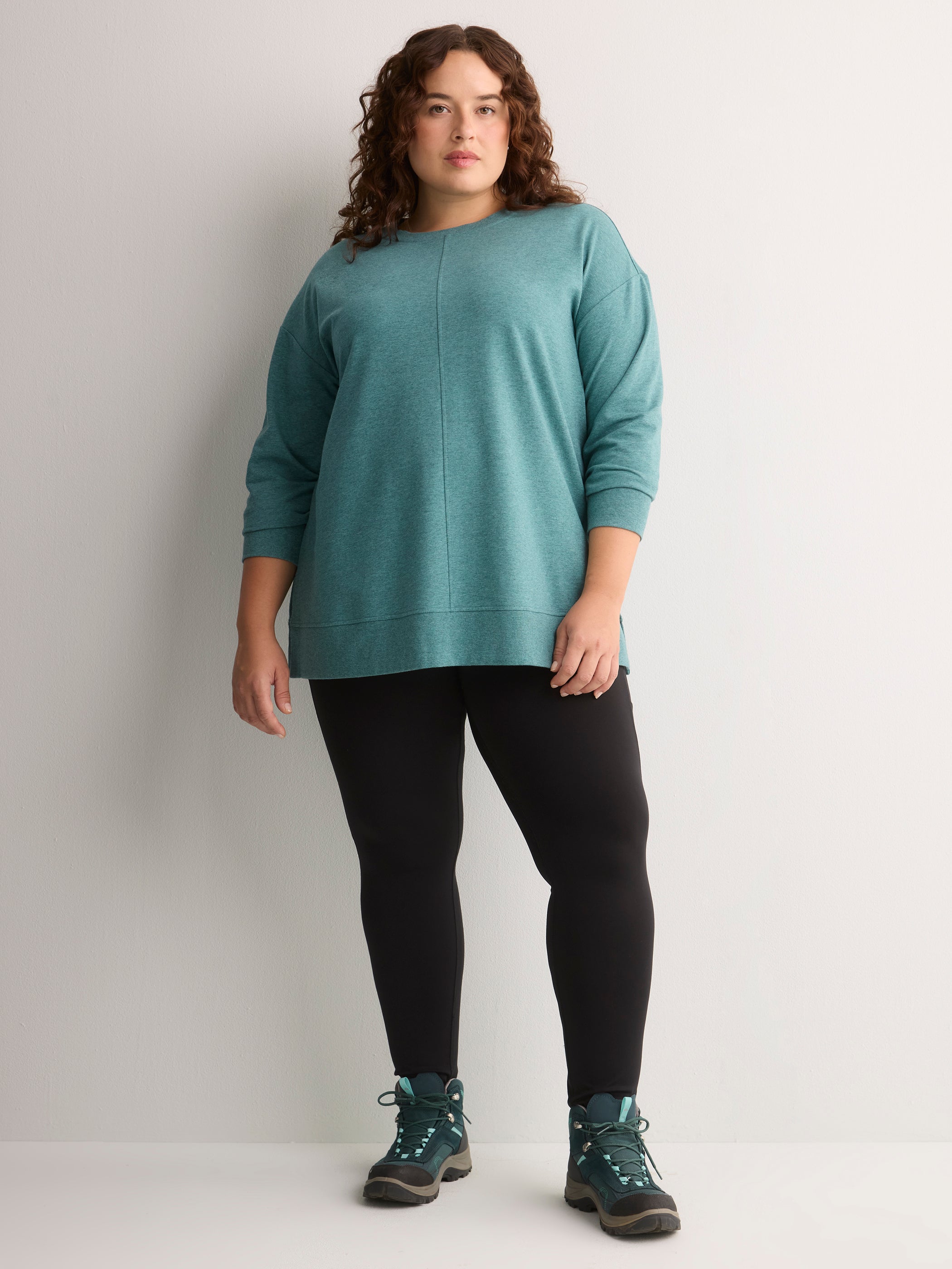 Grey French Terry Fashion Tunic Sweatshirt - Active Zone