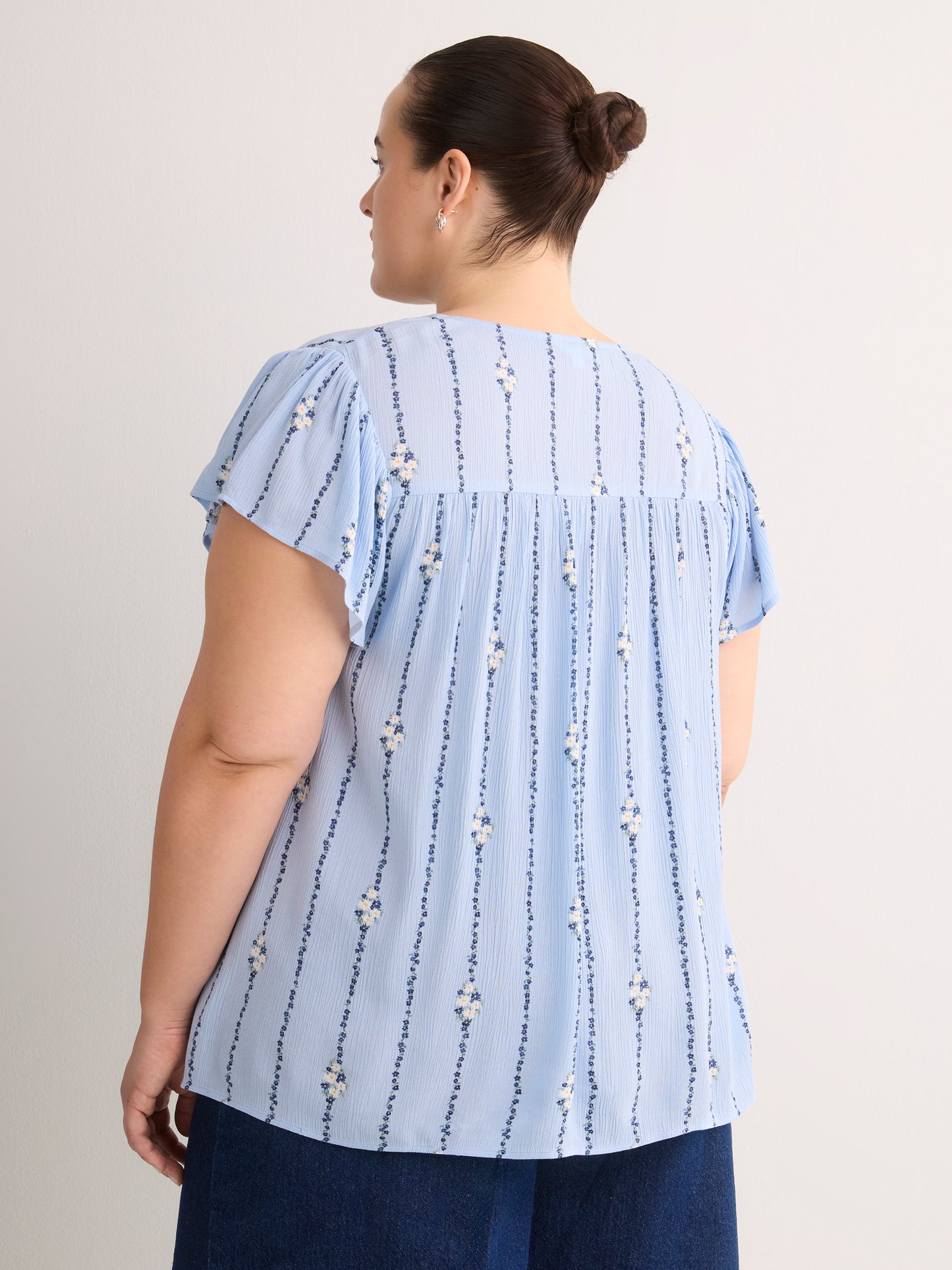 Floral A-Line Split-Neck Blouse