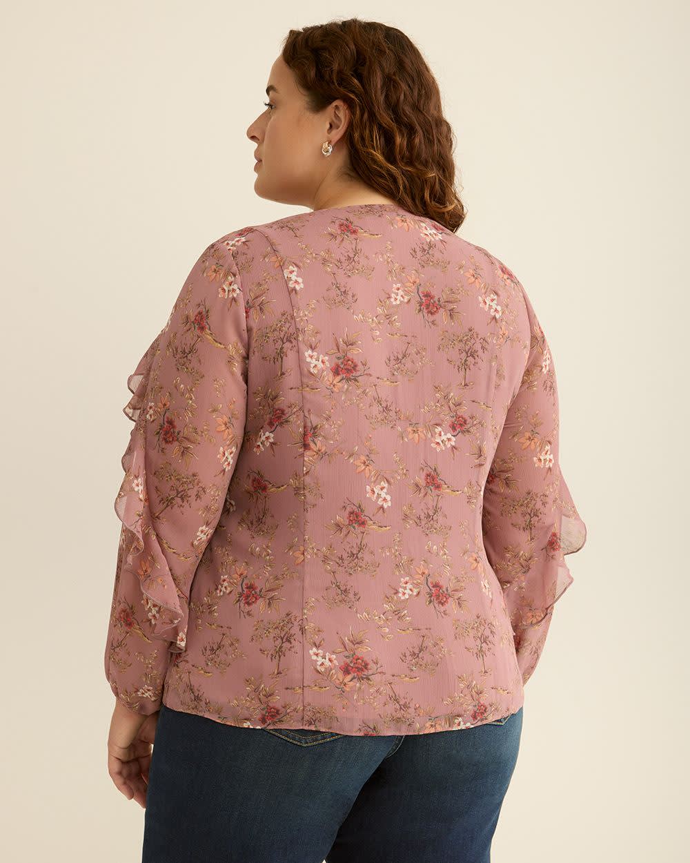 Floral Ruffled Swing Fashion Blouse - Addition Elle