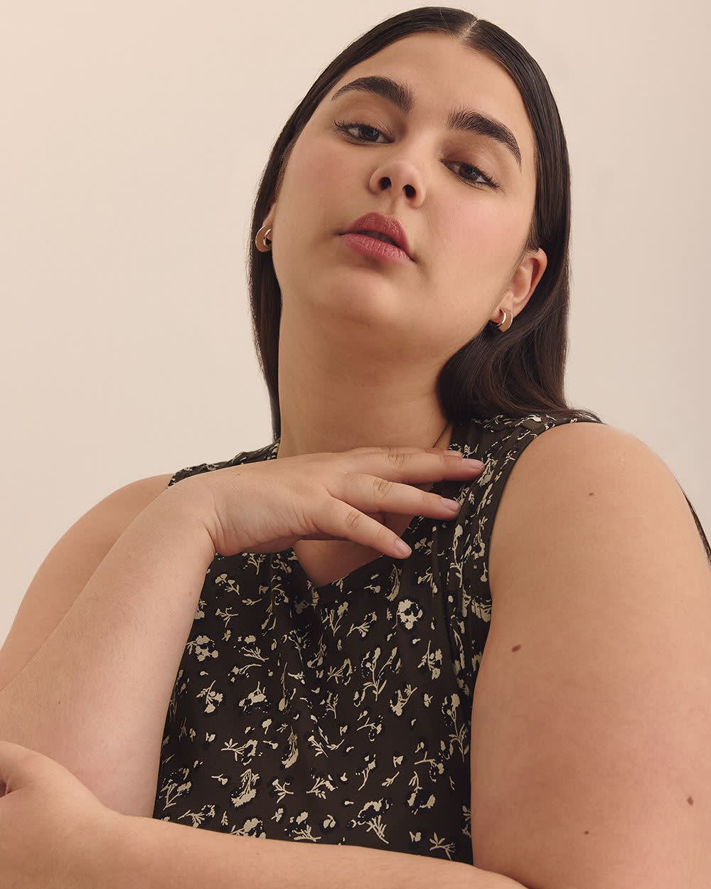 Printed Scoopneck Swing Cami with Princess Seams