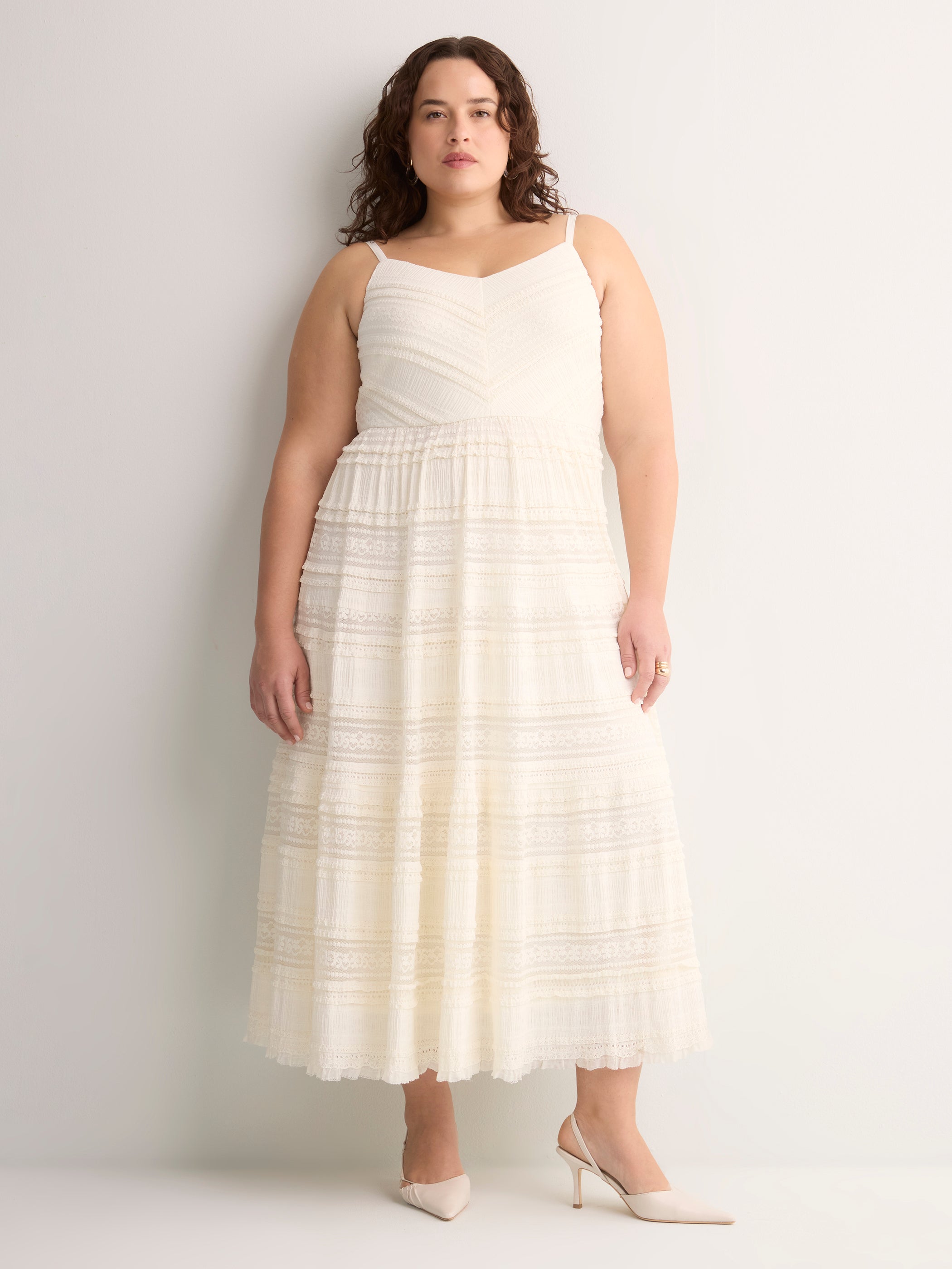Sleeveless V-Neck Lace Maxi Dress - Addition Elle