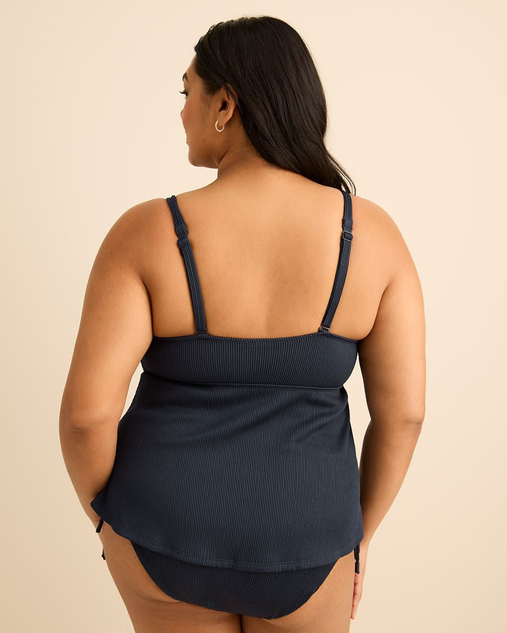 Plunge A-Line Tankini Top With Drawcords