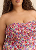 Floral Smocked Bandeau One-Piece Swimsuit