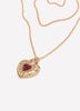 Short Three-Layer Golden Necklace with Heart Pendant