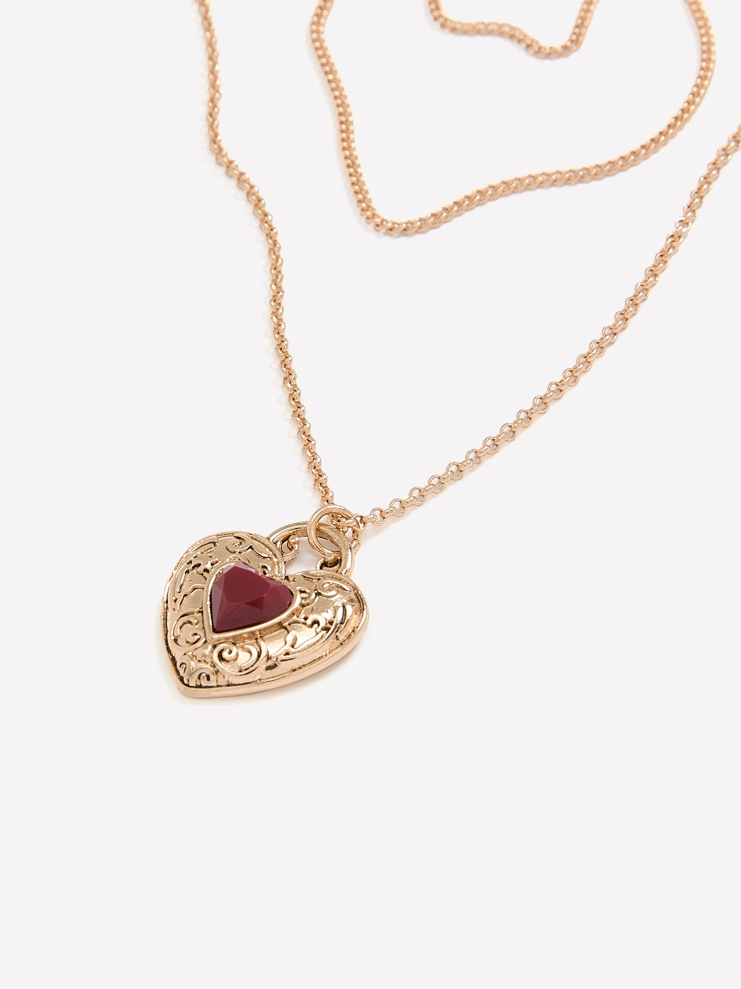 Short Three-Layer Golden Necklace with Heart Pendant