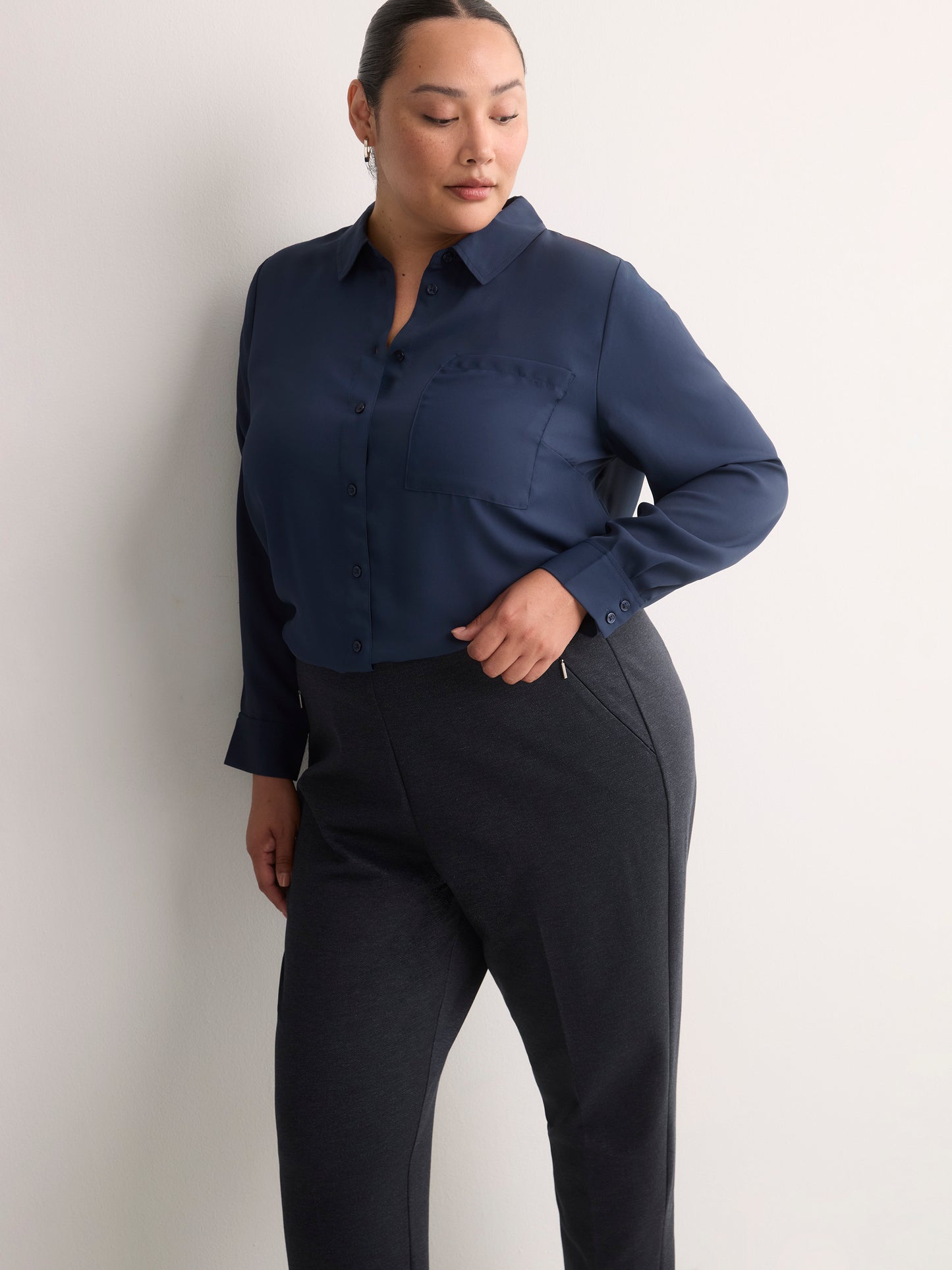 Navy Pull-On Tapered-Leg Knit Pant, Essential Pant