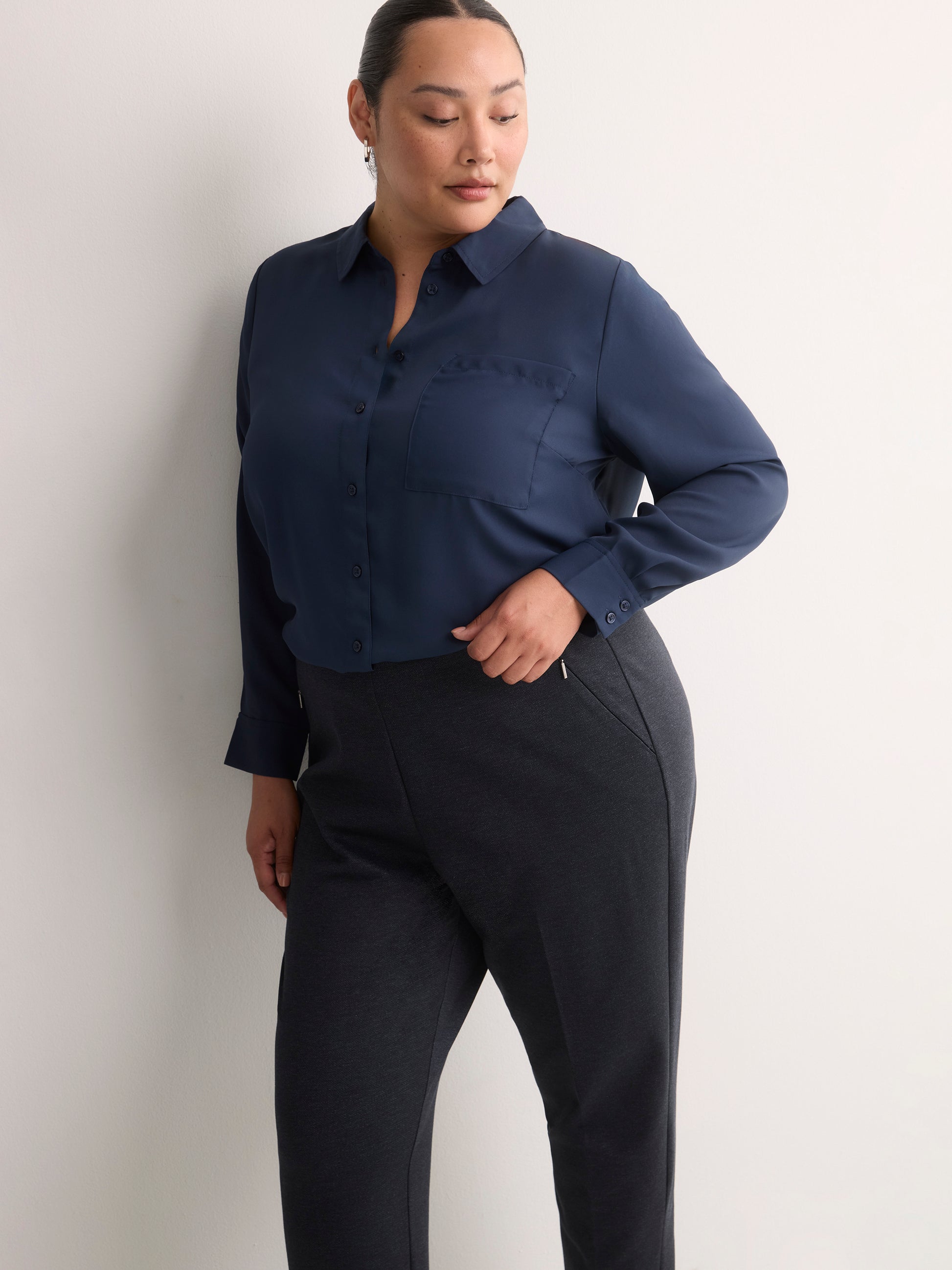 Navy Pull-On Tapered-Leg Knit Pant, Essential Pant