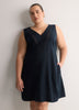 Linen Blend V-Neck Swing Dress with Crochet Tape