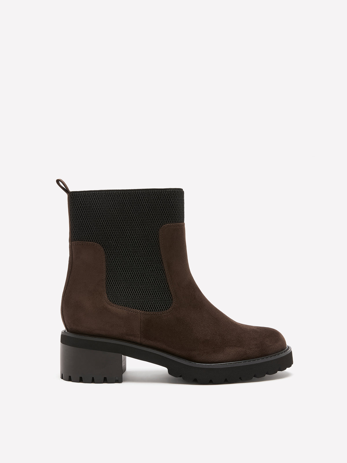 Wide Width, Brown Microsuede Abelita Mid-Heel Chunky Bootie