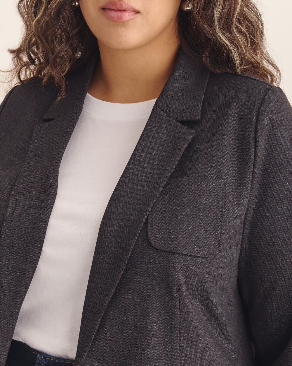 Veston rayé en pointe de Rome avec col tailleur