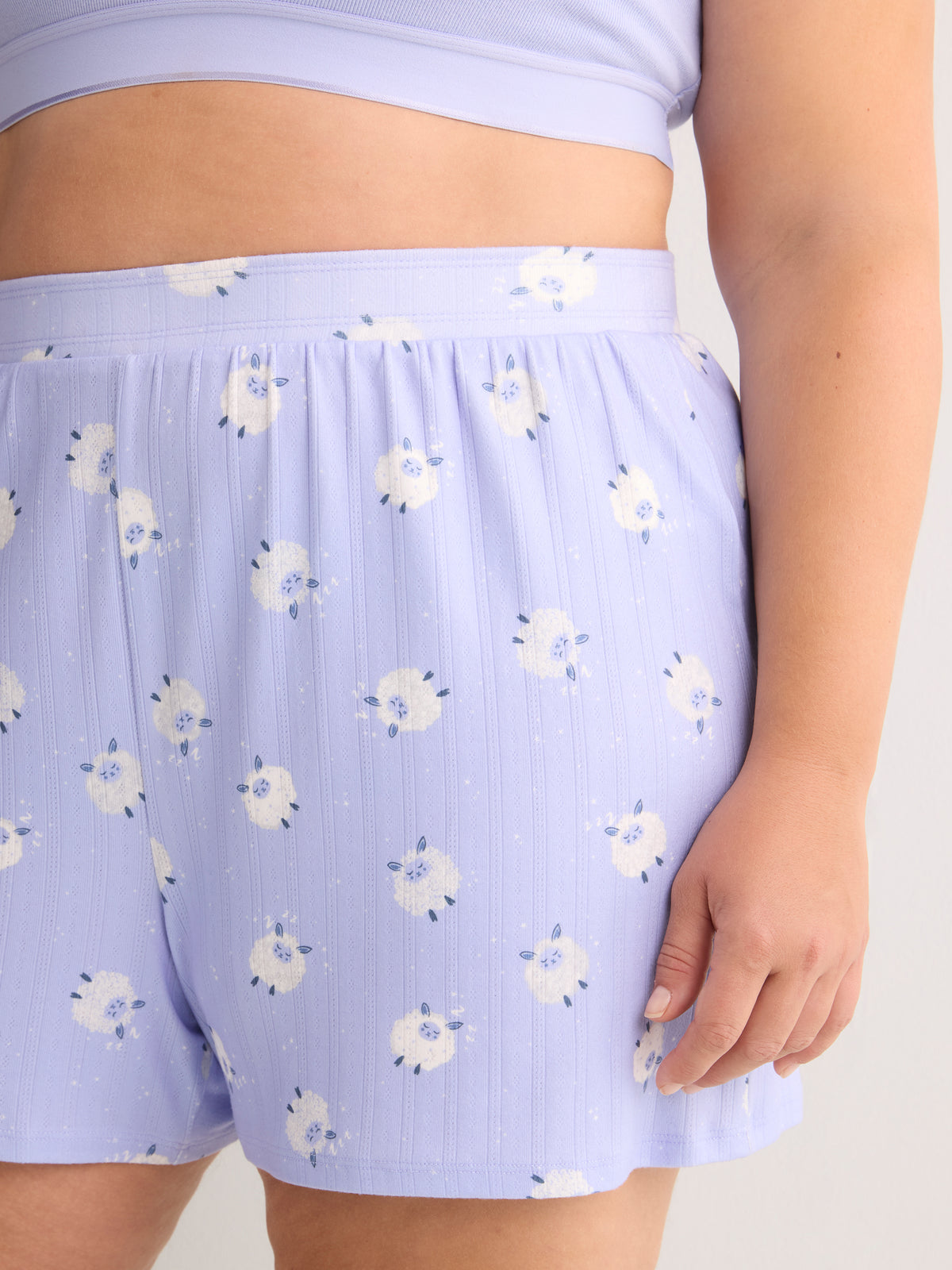 Sheep-Print Pointelle Knit Boxer - tiVOGLIO