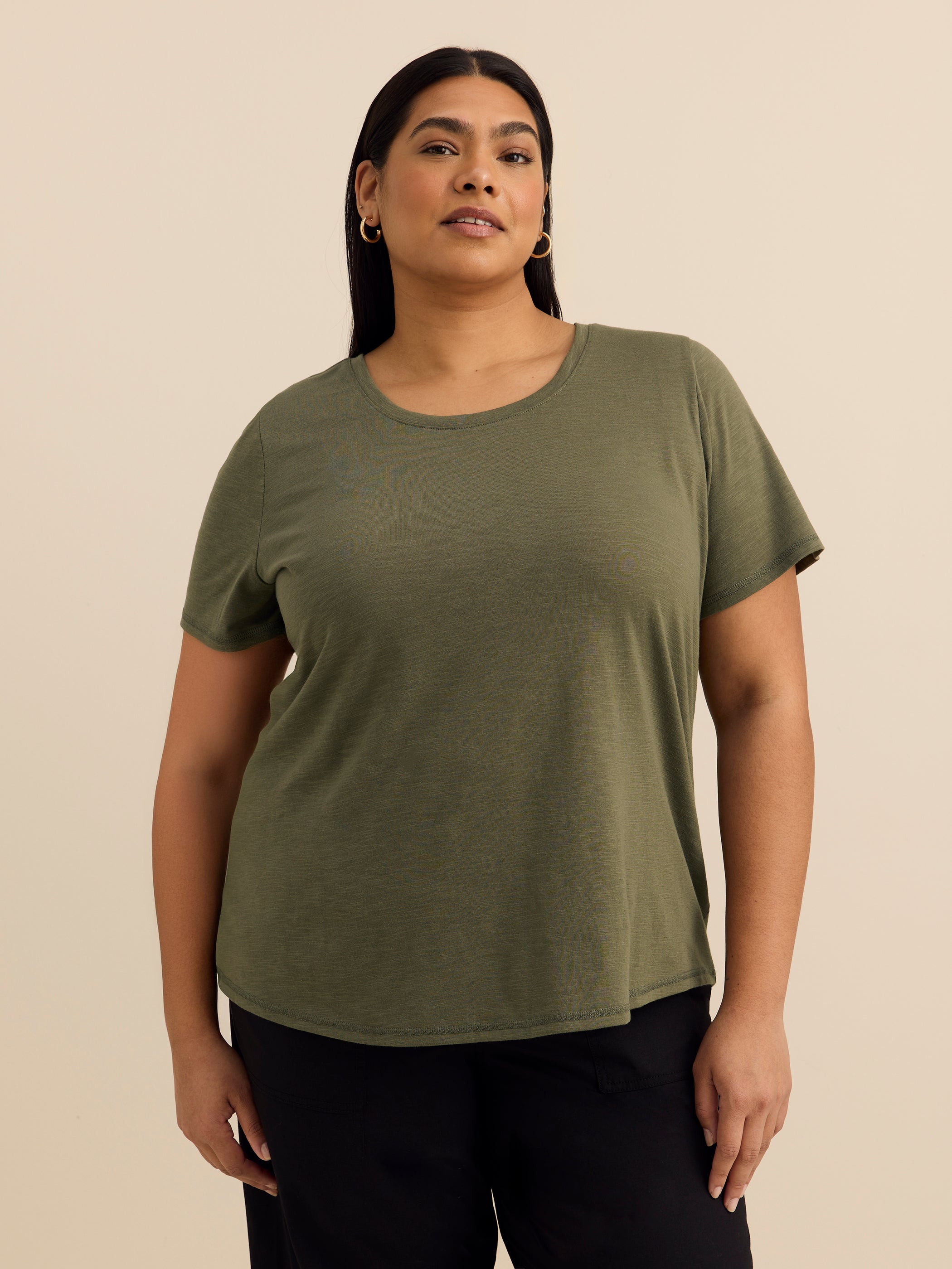 Curvy-Fit Short-Sleeve Crew-Neck Tee
