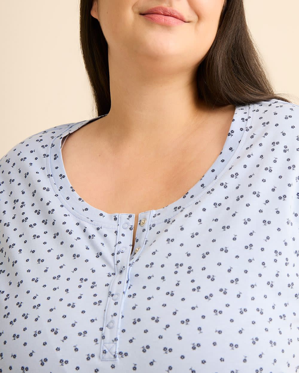 Chemise de nuit longue à manches courtes avec imprimé floral - ti Voglio