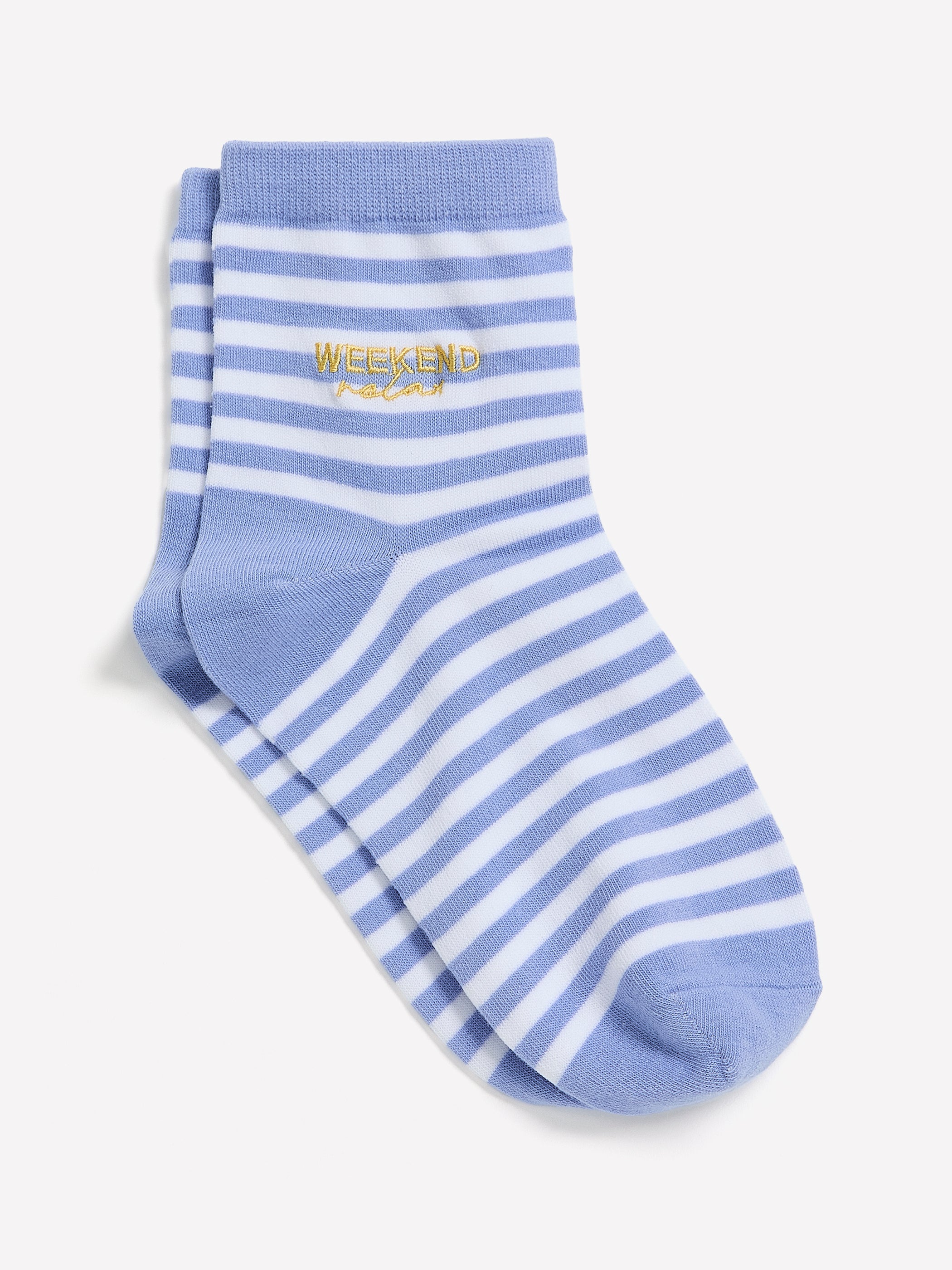 Chaussettes courtes rayées avec lettres brodées