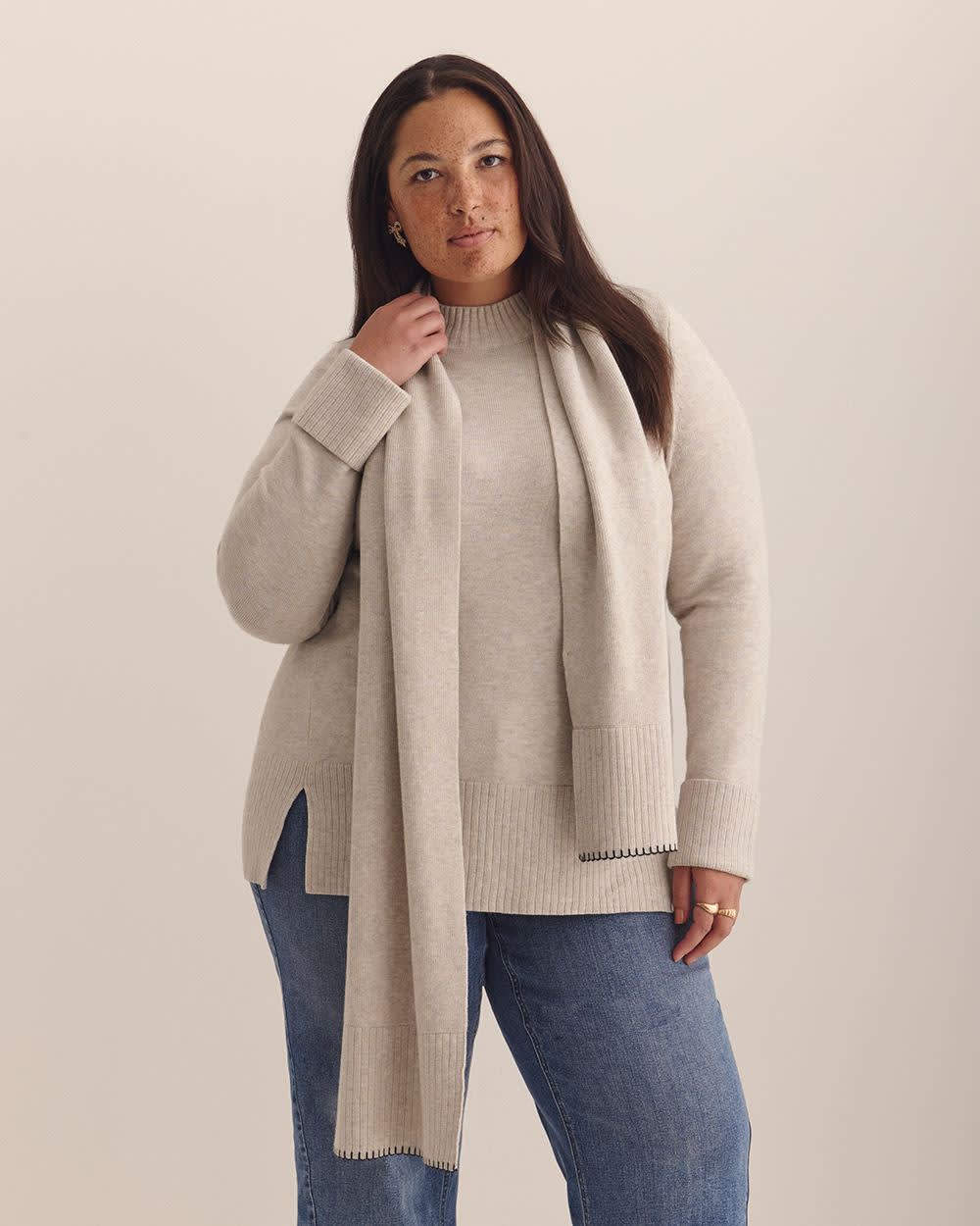 Pull avec foulard, tissu responsable - Addition Elle