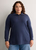 Loose French Terry Tunic Top with Buttoned Johnny Collar