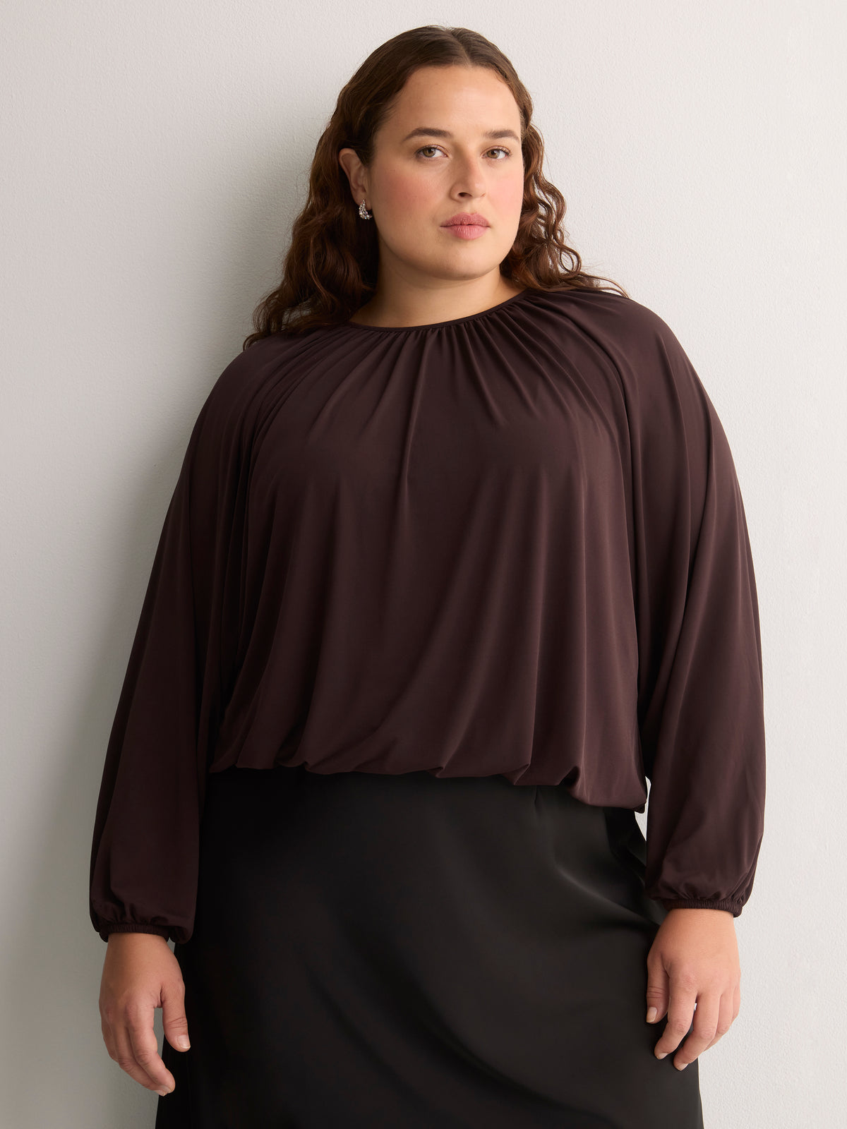 Short Loose-Fit Bubble-Hem Knit Top