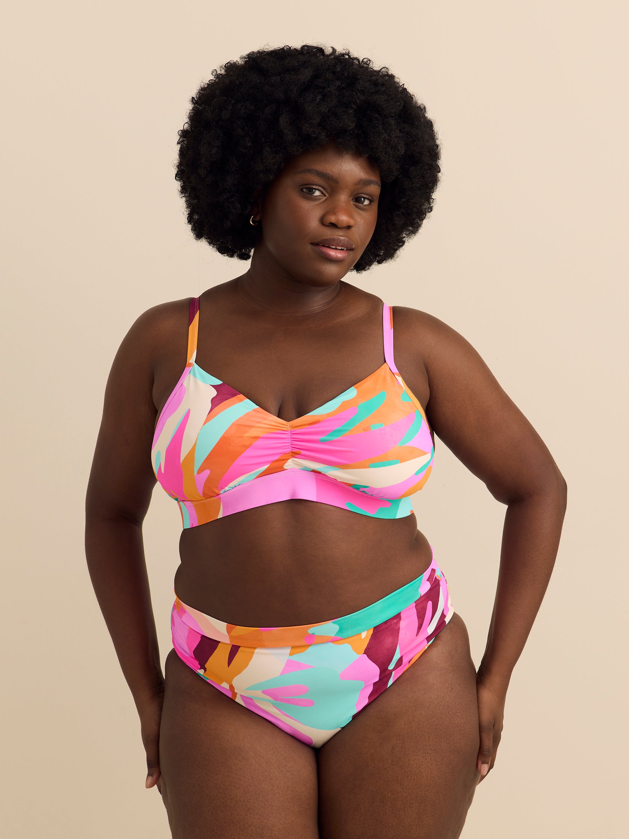 Body Glove Plus Size Printed Fixed Triangle Bikini Top Women