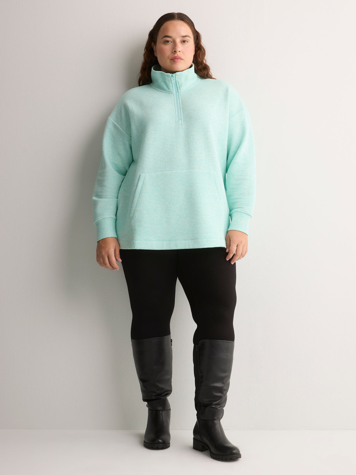 Long Icy Blue Ottoman Half-Zip Sweatshirt - Active Zone