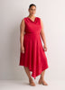 Asymmetric Satin Cocktail Midi Dress - Addition Elle