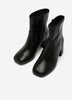 Extra Wide Width, Black Faux Leather Mid-Block-Heel Bootie