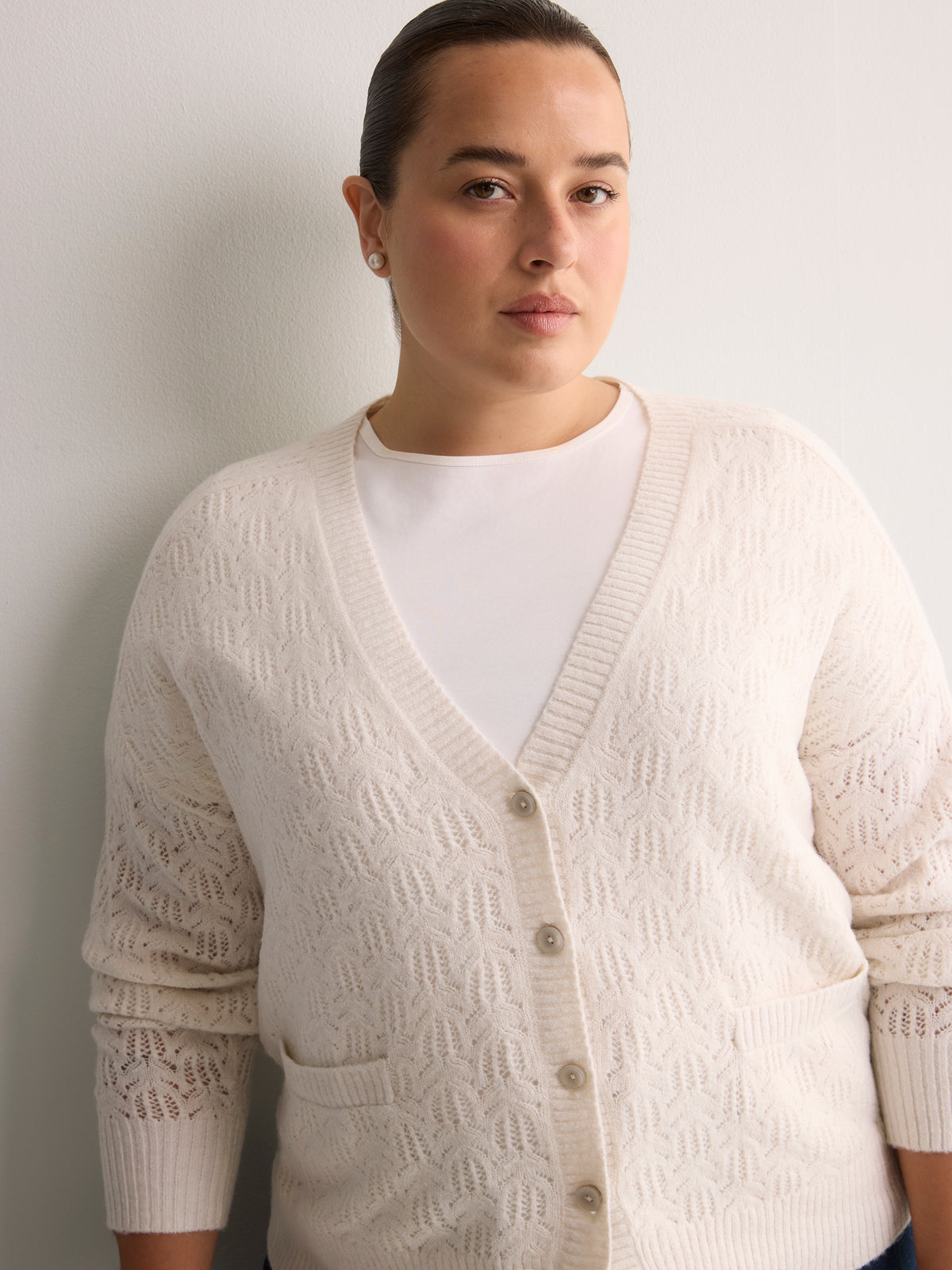 Loose Pointelle Knit Sweater Cardigan