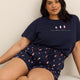 Navy Blue T-Shirt and Boxer Pyjama Set with Ice Cream Print - ti Voglio