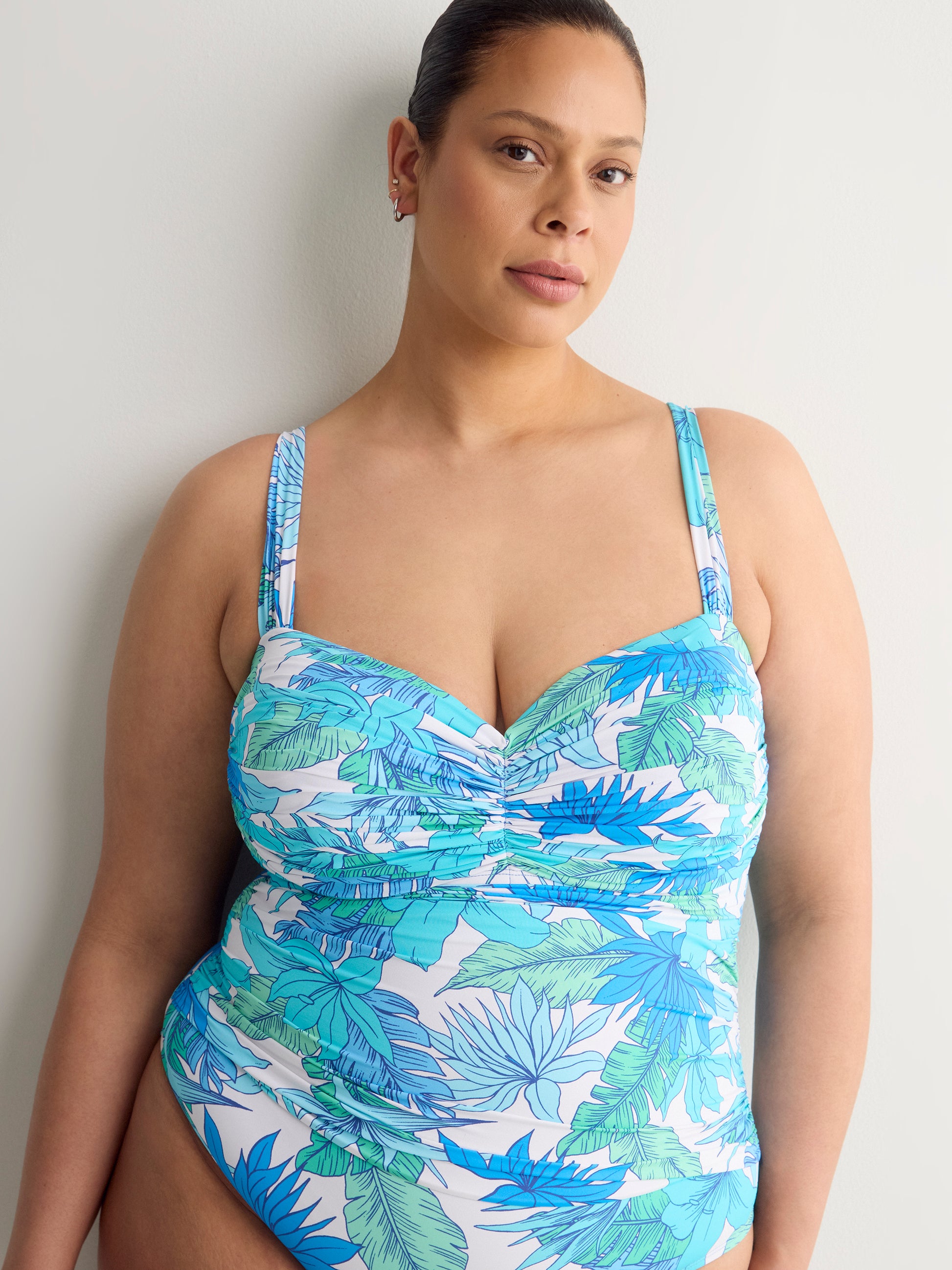 Shirred Bandeau Underwire One-Piece Swim Suit - Bleu by Rod Beattie