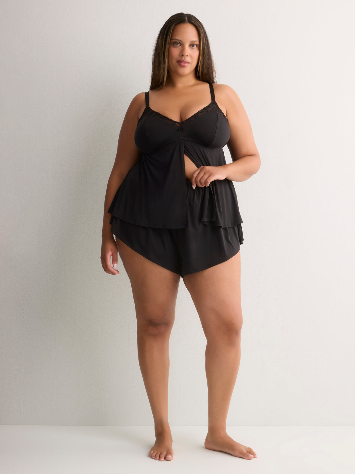 Sexy Black Shiny Microfibre Boxer - Déesse Collection