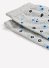 Light Grey Scalloped-Edge Crew Socks with Floral Print