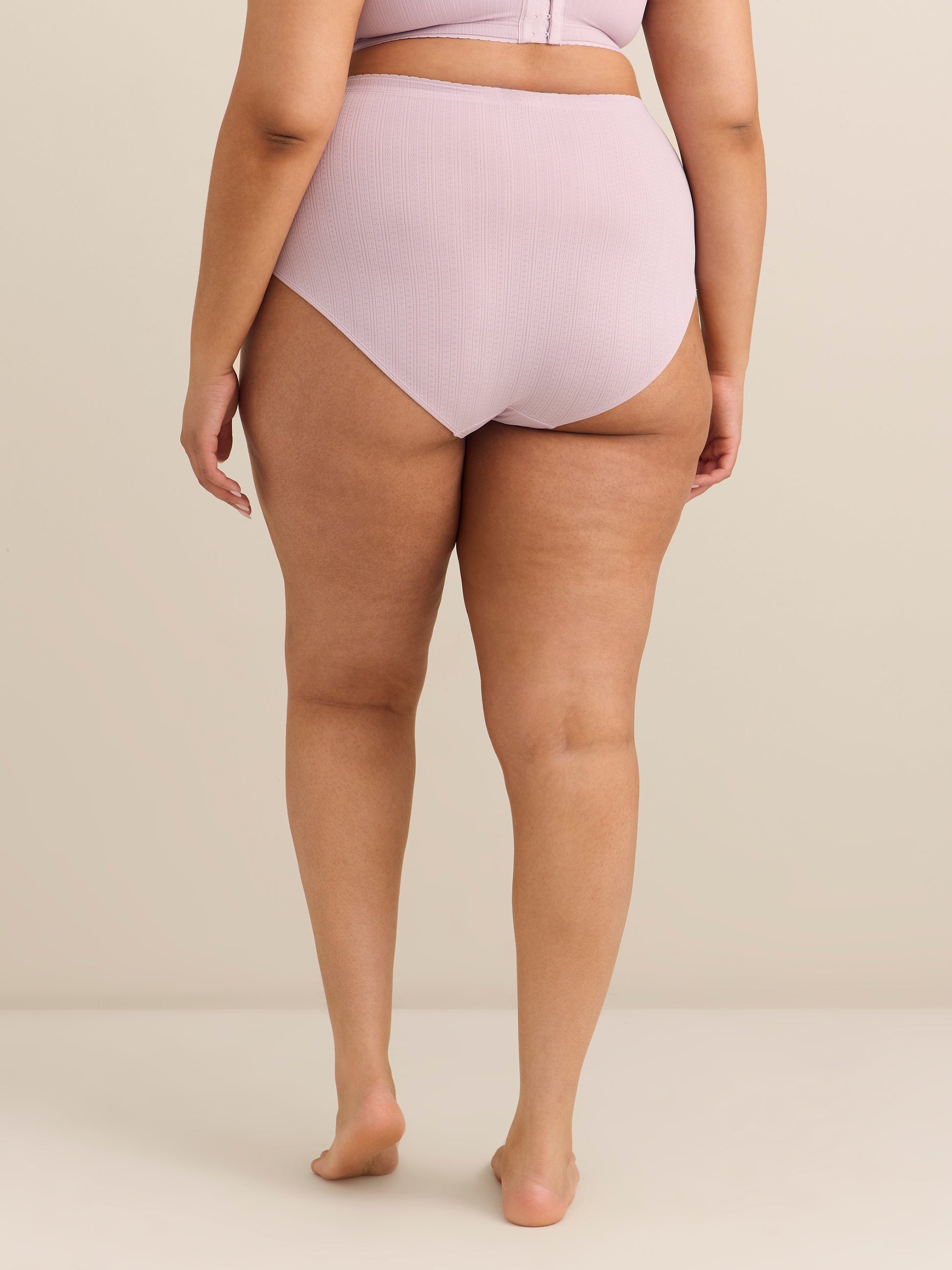 Lavender Light-Control Pointelle Brief with Lace Trim - ti Voglio