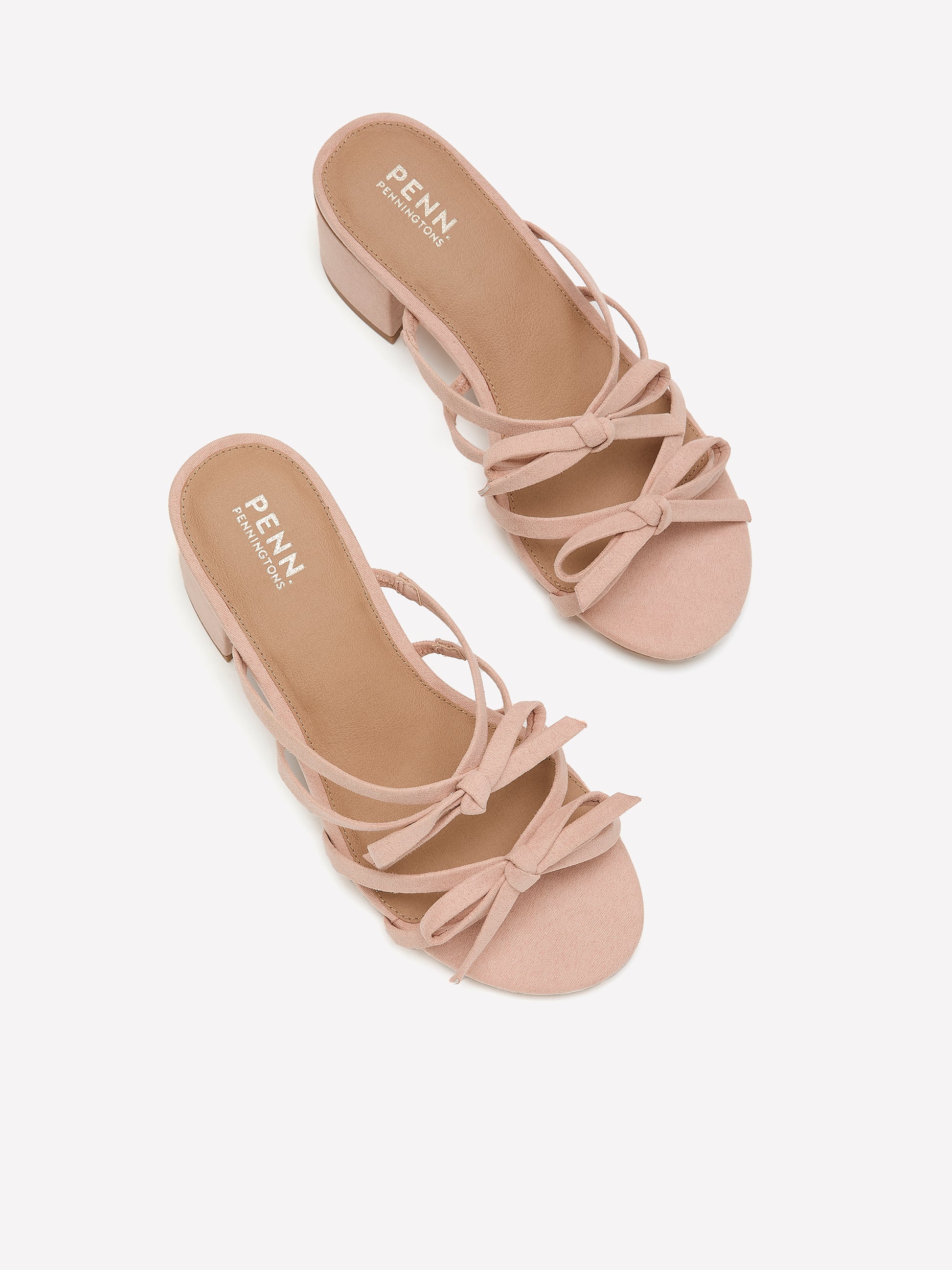 Wide Width, Leana Blush Slip-On High-Heel Strap Sandal with Bows