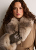 Long Belted Coat with Faux-Fur Collar and Cuffs