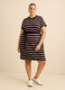 Black Striped Knit Dress with Removable Belt