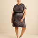Black Striped Knit Dress with Removable Belt
