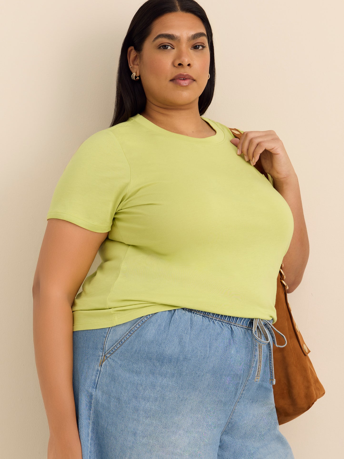 Crewneck Short-Sleeve Knit Top