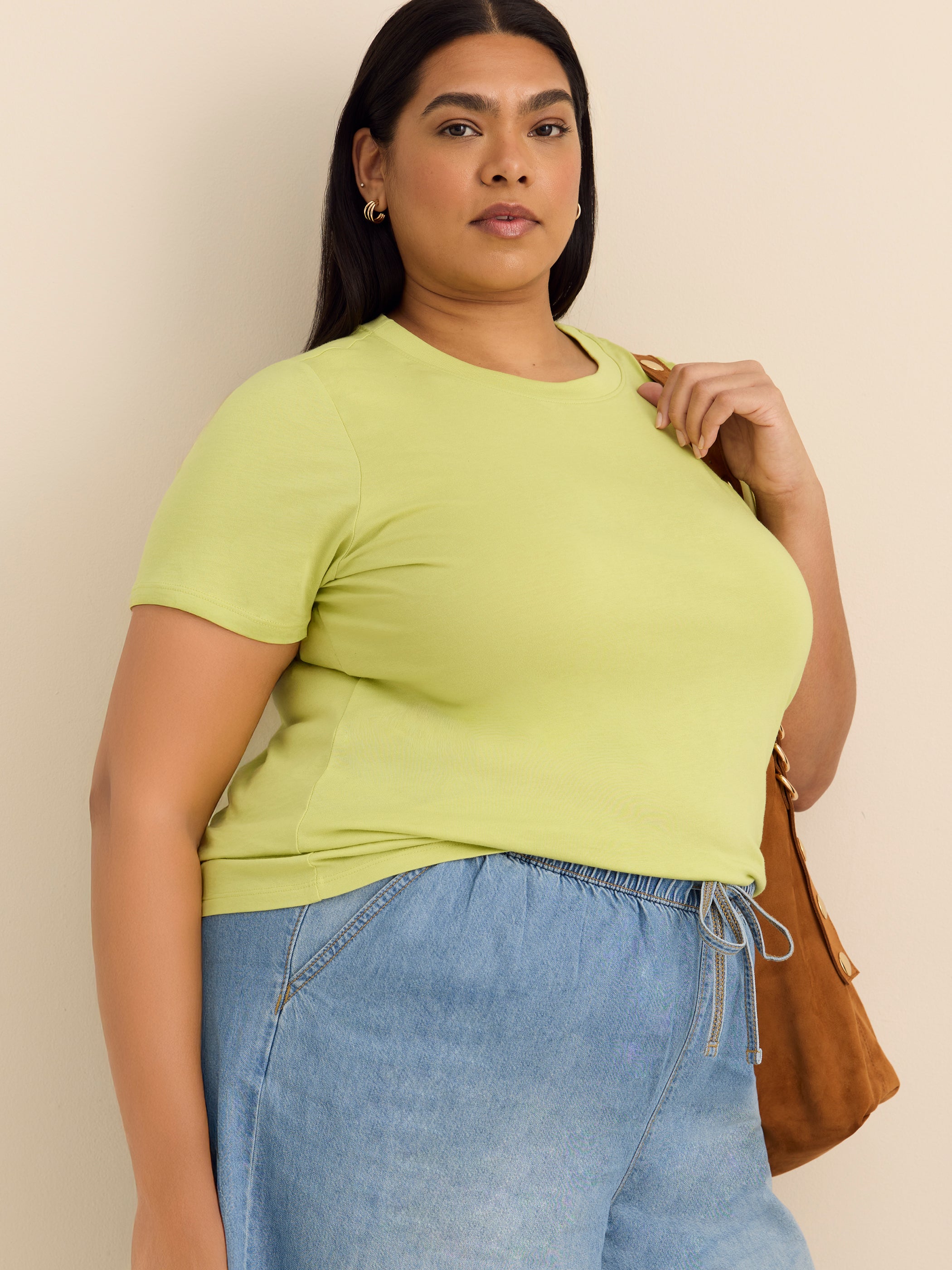 Crewneck Short-Sleeve Knit Top