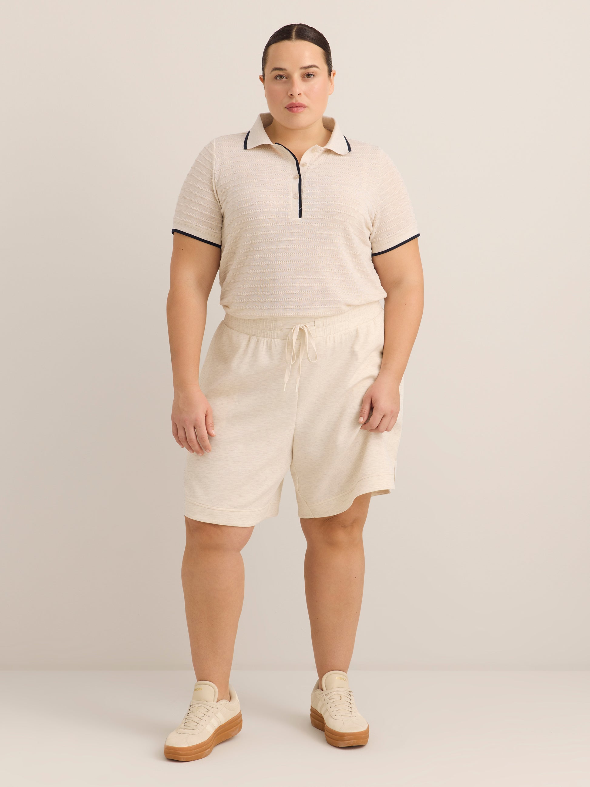 Short-Sleeve Crochet Knit Polo - Active Zone