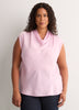 Straight-Fit Draped Cowl-Neck Satin Blouse