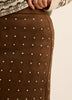 Brown Faux-Suede Mini Skirt with Rhinestones